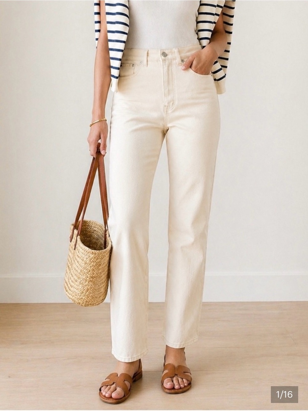 Madewell '90s Straight High-Rise Jeans in Cream